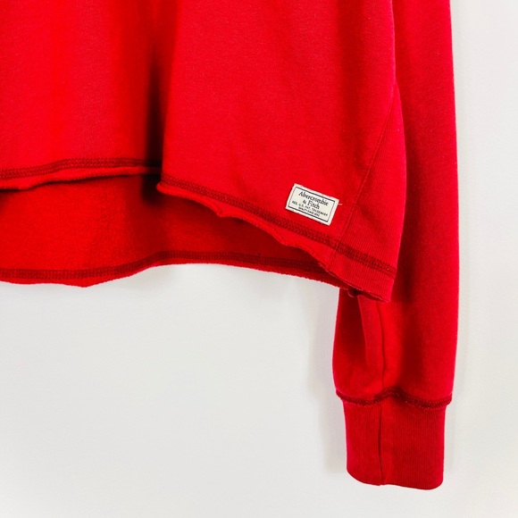 Abercrombie & Fitch Red Raw Hem Hooded Sweatshirt - Picture 5 of 5